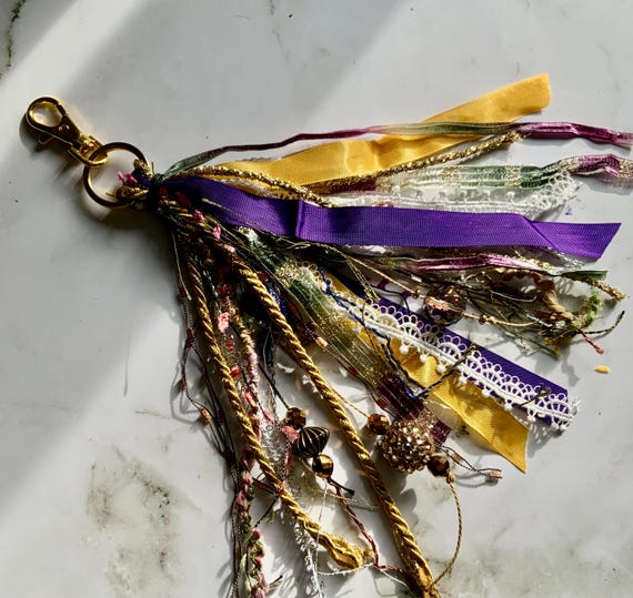 Bag Charm, Fiber Art Purse Tassel, Junk Journal Tassel, Bible Tassel, Mirror Tassel, Gift Box Tassel, Backpack Tassel, Mixed Fiber Tassel