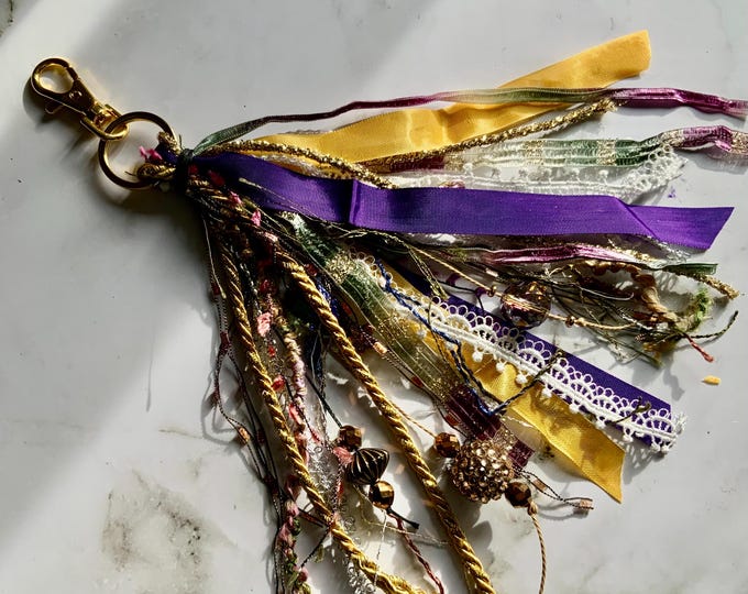 Bag Charm, Fiber Art Purse Tassel, Junk Journal Tassel, Bible Tassel, Mirror Tassel, Gift Box Tassel, Backpack Tassel, Mixed Fiber Tassel