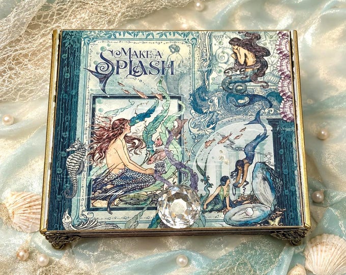 Handcrafted Mermaid Jewelry Box, Ocean Theme - Ships Free in US