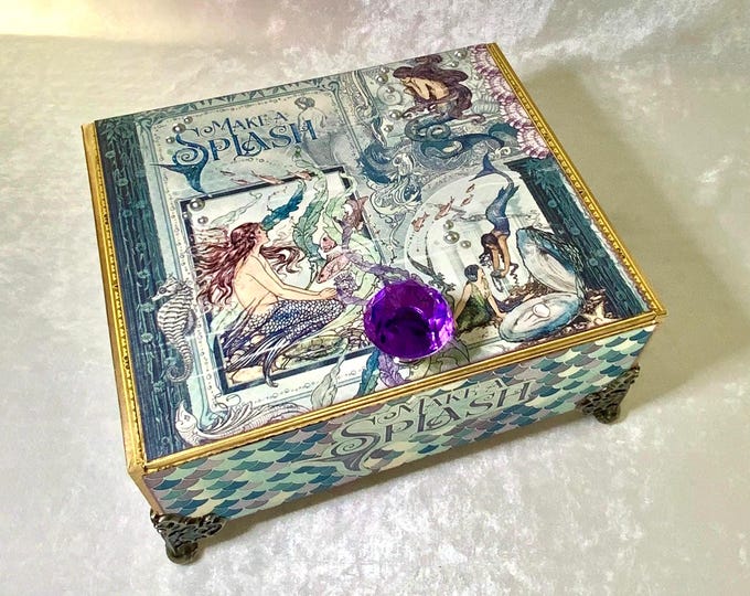 Handcrafted Mermaid Jewelry Box, Ocean Theme