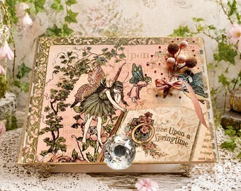 Fairy Keepsake Box: Handmade Springtime Decor - Decorated Upcycled Cigar Box