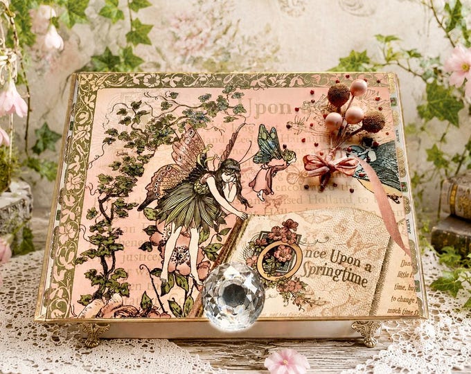 Upcycled Fairy Keepsake Box: Handmade Springtime Decor - Free Shipping