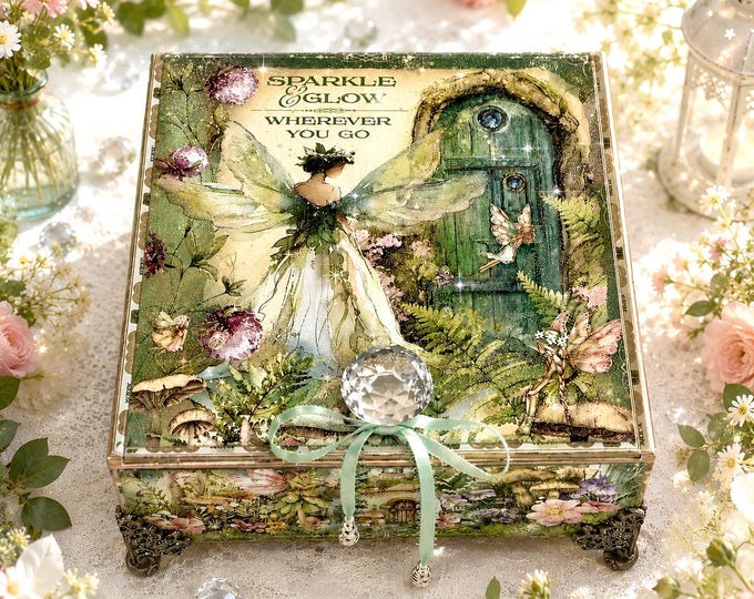 Handmade Fairy Keepsake Box: Whimsical Cottagecore Jewelry Box - Free Shipping