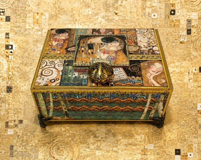 Custom Gustav Klimt Keepsake Box – Art Nouveau Cigar Box, Handmade Storage Box, Free Shipping in US