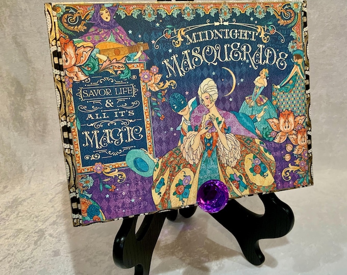Midnight Masquerade Decorated Cigar Box – Whimsical Keepsake Storage – Handmade Jewelry Box - Free Shipping