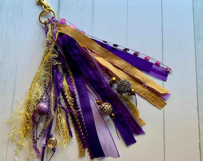 Bag Charm, Journal Tassel, Purse Charm, Journal Dangle, Fiber Art Tassel, Handmade Purse Charm, Mixed Fiber Tassel, Mothers Day Gift