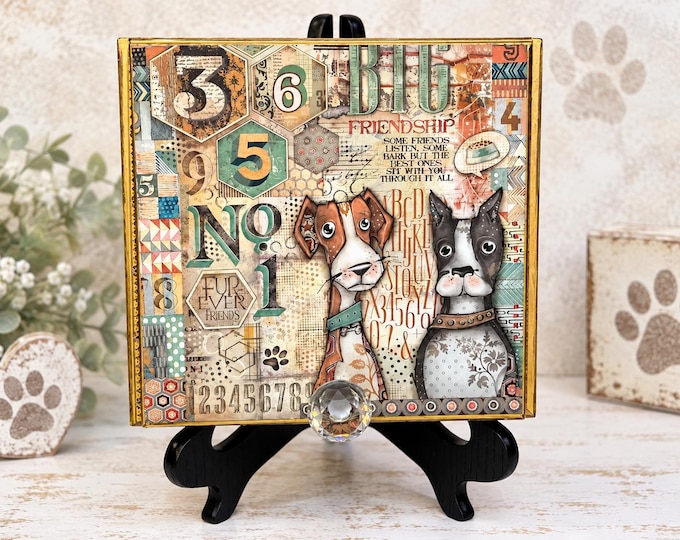Dog Lover Keepsake Box, Handmade Jewelry Box, Upcycled Cigar Box, Unique Dog Mom Gift, Pet Lover Storage, Free Ship in US