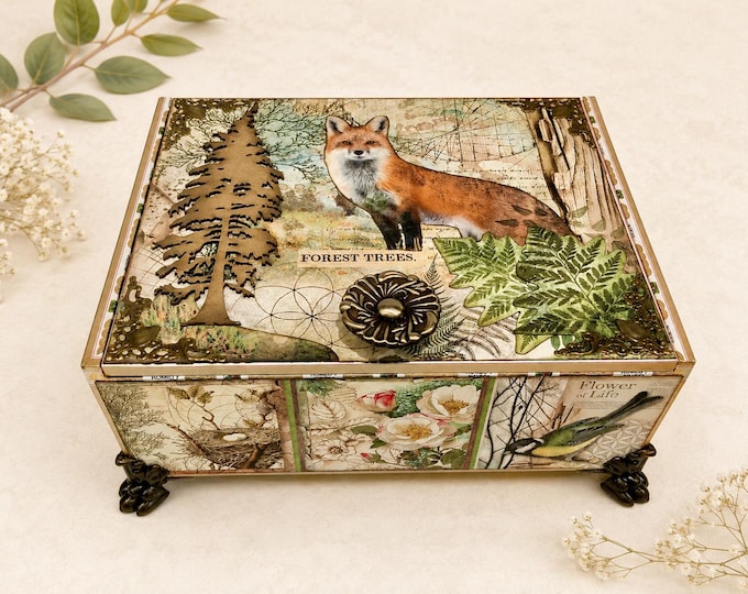Forest Fox Decorated Cigar Box – Woodland Keepsake Box —  Free Shipping
