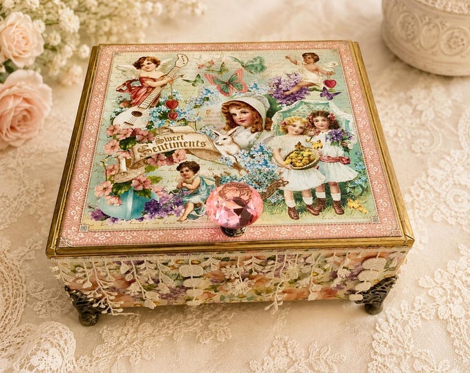 Vintage-Inspired Sweet Sentiments Keepsake Box – Jewelry or Memory Box - Free Shipping in US
