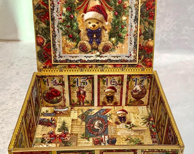 Handmade Christmas Toy Shop Keepsake Box: Vintage Holiday Decor-Advent Calendar