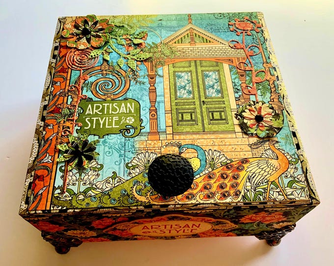 Artisan Style Peacock & Door Keepsake Box – Graphic 45 Handmade Storage