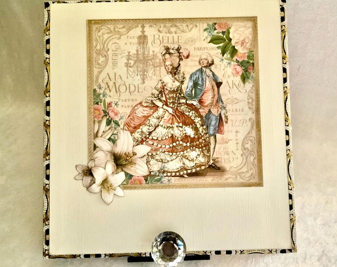 Gilded Lily Keepsake Box, Vintage Floral Jewelry Box, Romantic Marie Antoinette Gift - Free Shipping