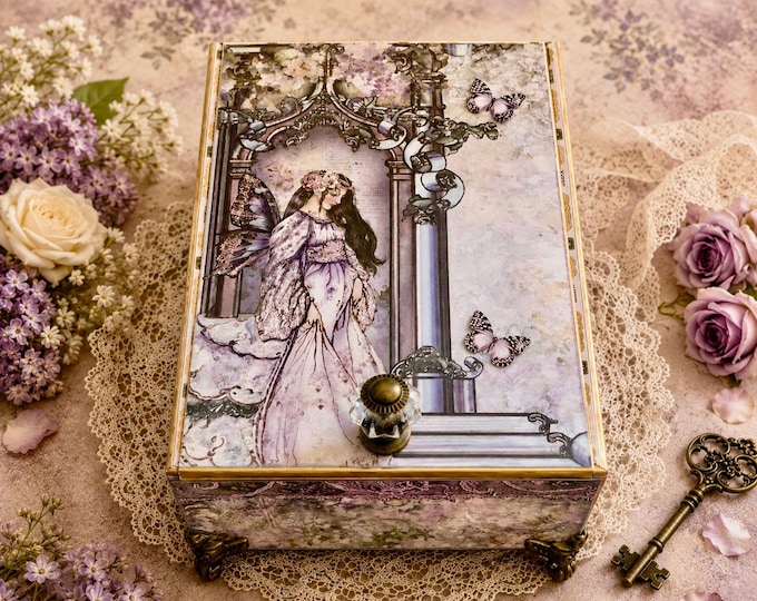 Fairy Whispers Keepsake Box | Fairy Jewelry Box  | Unicorn Gift Box | Handmade Wooden Treasure Box - Free Shipping