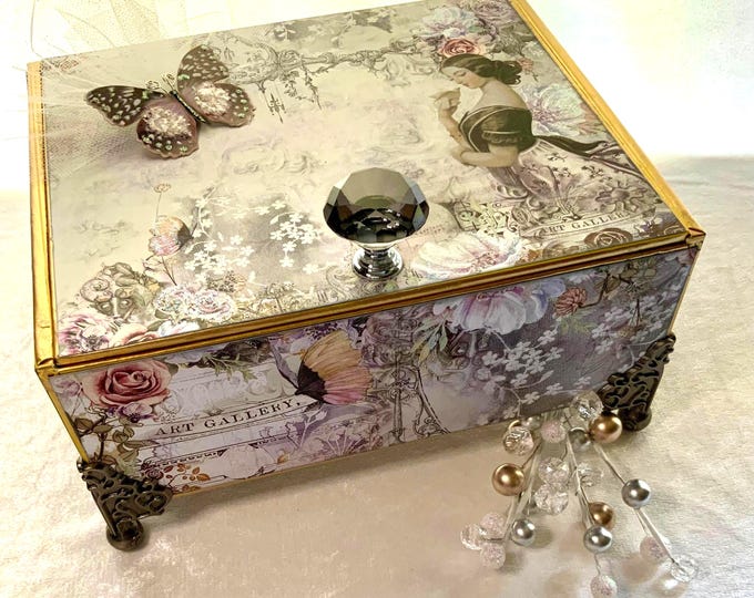 Fairy Whispers Keepsake Box with Butterfly and Crystal Knob