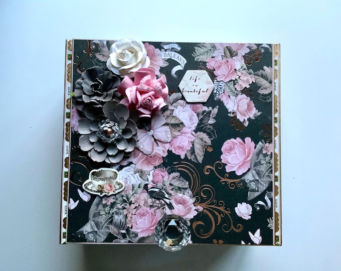Floral Keepsake Box, Romantic Rose Memory Jewelry Box, Mother’s Day Gift