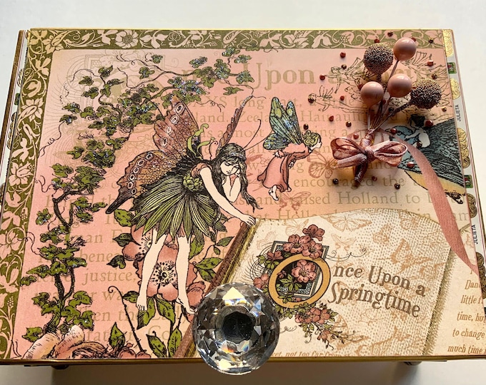 Upcycled Fairy Keepsake Box: Handmade Springtime Decor - Free Shipping