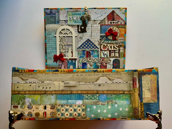 Kitty Cat Decorated Cigar Box, Repurposed Cigar Box, Upcycled Cigar Box, Decorative Cat Memory Box, Aesthetically Altered Cigar Box