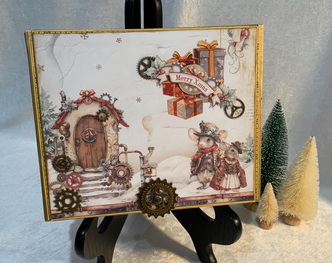 Steampunk Christmas Decorated Cigar Box – Santa, Advent Calendar, & Gears  – Christmas Decor