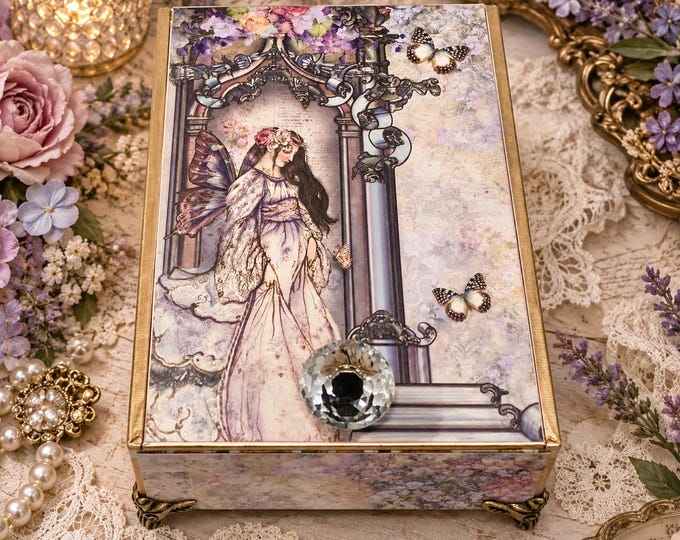 Fairy Whispers Keepsake Box | Fairy Jewelry Box  | Unicorn Gift Box | Handmade Wooden Treasure Box - Free Shipping