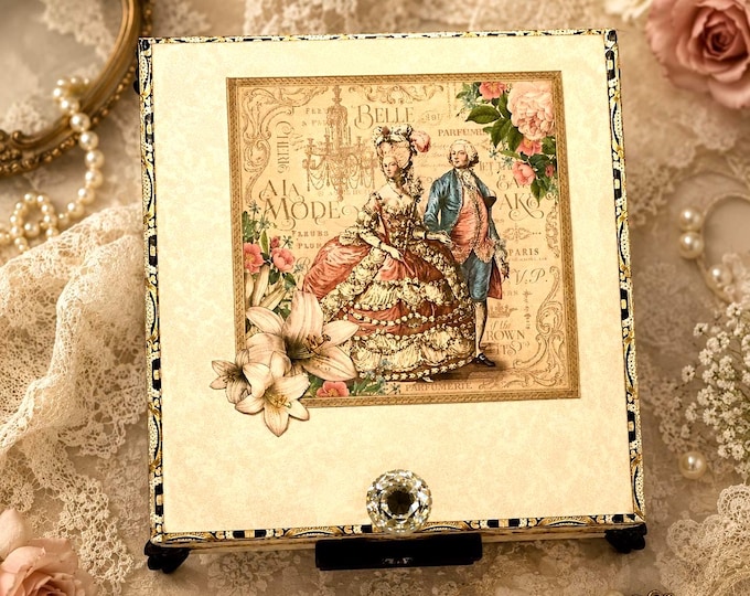 Gilded Lily Keepsake Box, Vintage Floral Jewelry Box, Romantic Marie Antoinette Gift - Free Shipping