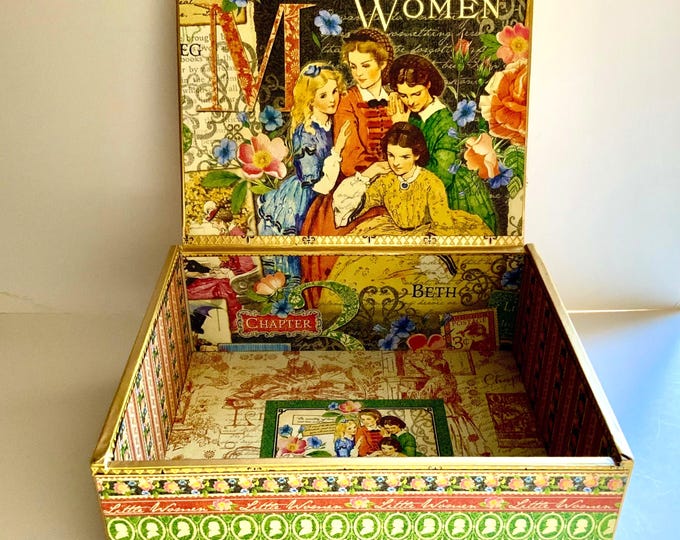 Little Women Decorated Cigar Box – Upcycled Book Lover Gift – Vintage Floral Keepsake Box – Literary Home Décor – Handmade - Free Shipping