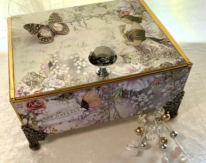 Fairy Whispers Keepsake Box with Butterfly and Crystal Knob