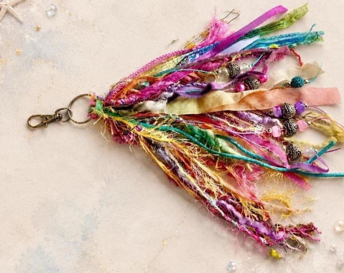 Mixed Fiber Confetti Tassel – Purse Charm, Bag Zipper Pull, Junk Journal or Keychain Accessory – Handmade Gift – Ships Free in the U.S.
