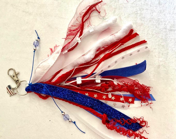 USA 250th Anniversary Tassel Keychain | Red White Blue Patriotic Purse Charm