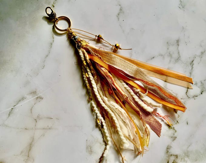 Bag Charm, Purse Tassel, Gold Tassel with Bling, Handbag Tassel, Lamp Tassel, Necklace Tassel, Hair Tassel, Mirror Tassel, Tassel for Decor