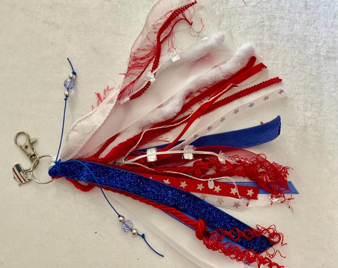 USA 250th Anniversary Tassel Keychain | Red White Blue Patriotic Purse Charm