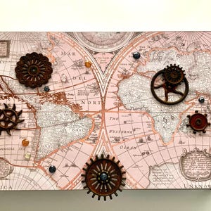 World Map Steampunk Storage – Keepsake Jewelry Box — Upcycled Cigar Box
