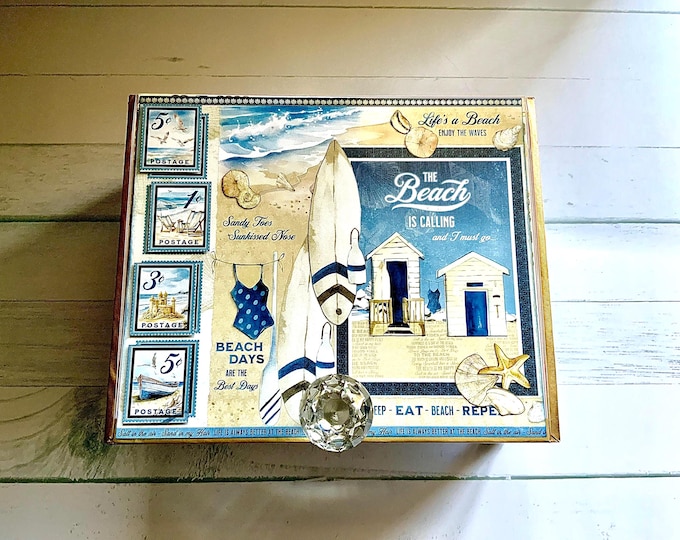 Beach Cottage Keepsake – Handmade Jewelry Box with Ocean-Inspired Details Beach House Decor Box