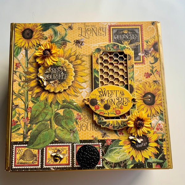 Let it Bee! Decorated Cigar Box~Get Well~Retirement~Birthday for Friend~Jewelry Box~Christmas Gift Box~Repurposed Cigar Box~Embellished Box