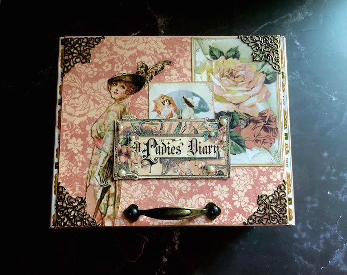 Ladies Diary Decorated Box – Feminine Memory Keepsake on Montecristo Cigar Box – Graphic 45 Altered Storage Box
