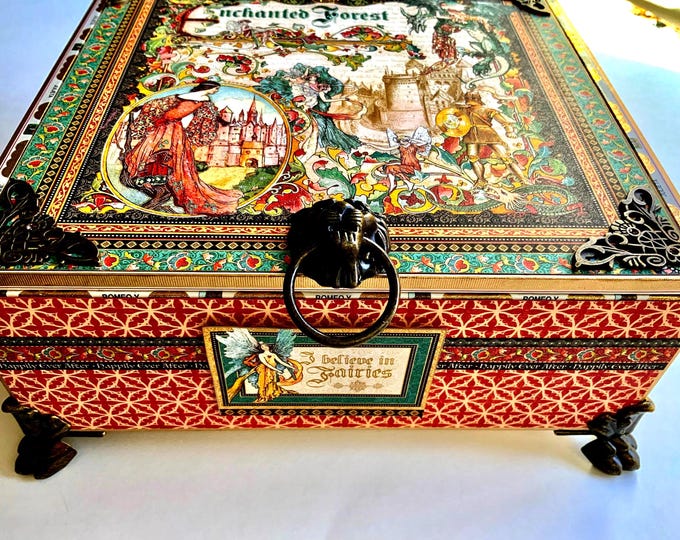 Enchanted Forest Fairy Tale Cigar Box – Castle, Knights, Fairies & Dragon Keepsake Storage – Graphic 45 – Ships Free in the U.S.