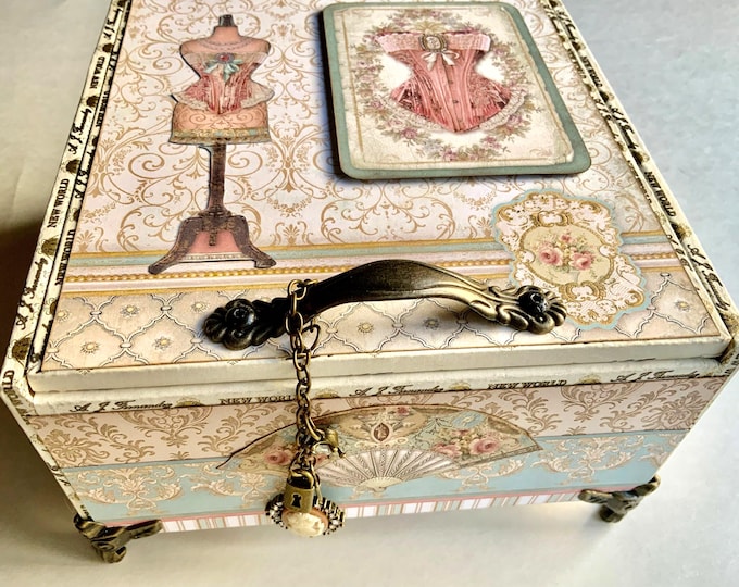 Handmade Princess Keepsake Box – Vintage Corset & Fan Theme