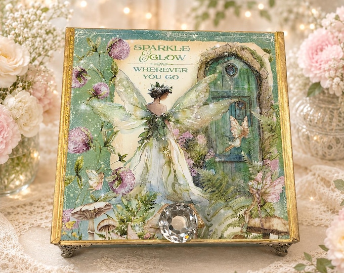 Fairy Keepsake Box, Fairy Jewelry Box, Whimsical Cottage Decor, Fairy Gift, Handmade Storage, Free Shipping in US
