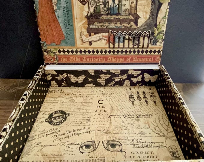 Curiosity Shoppe Decorated Cigar Box, Desk Storage