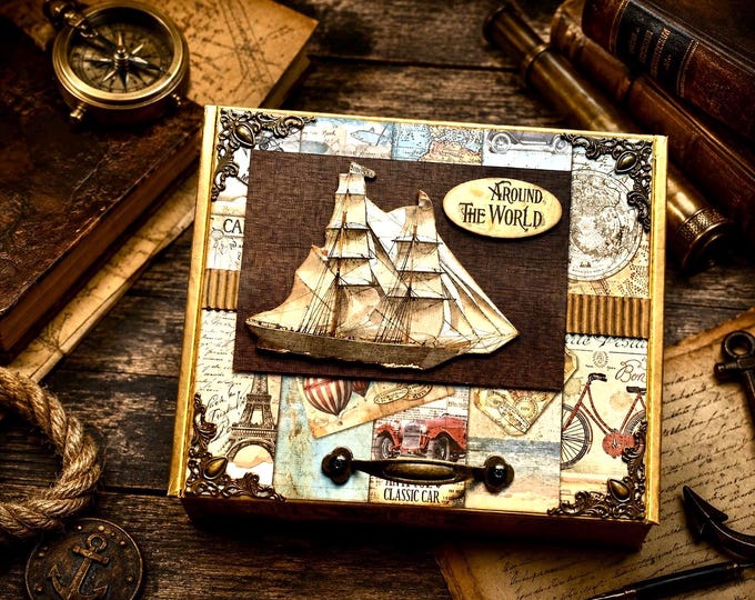 Around the World Travel Box - Stamperia Explorer Keepsake - Free Shipping