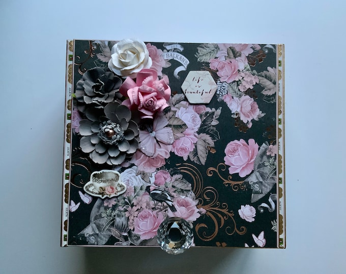 Floral Keepsake Box, Romantic Rose Memory Jewelry Box, Mother’s Day Gift