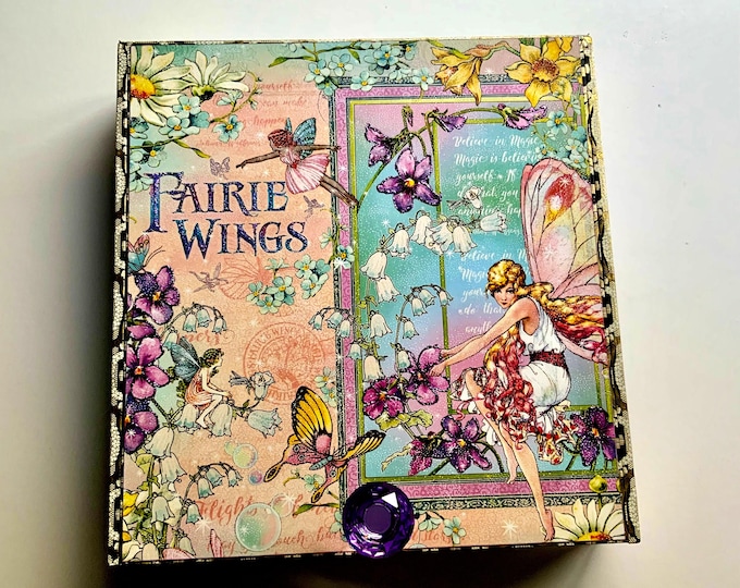 Handmade Decorative Cigar Box • Vintage‐Style Keepsake & Jewelry Storage • Mixed Media Steampunk Fairy Botanica Decor • Fairy Gift Box
