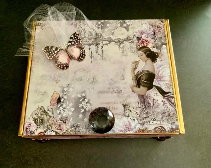 Fairy Whispers Keepsake Box with Butterfly and Crystal Knob