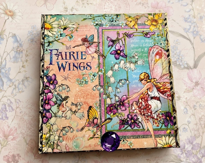 Handmade Decorative Cigar Box • Vintage‐Style Keepsake & Jewelry Storage •  Fairy Decor • Fairy Gift Box - Free Shipping