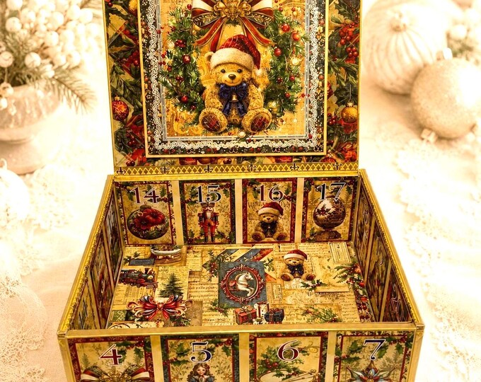 Handmade Christmas Toy Shop Keepsake Box: Vintage Holiday Decor-Advent Calendar - Free Shipping