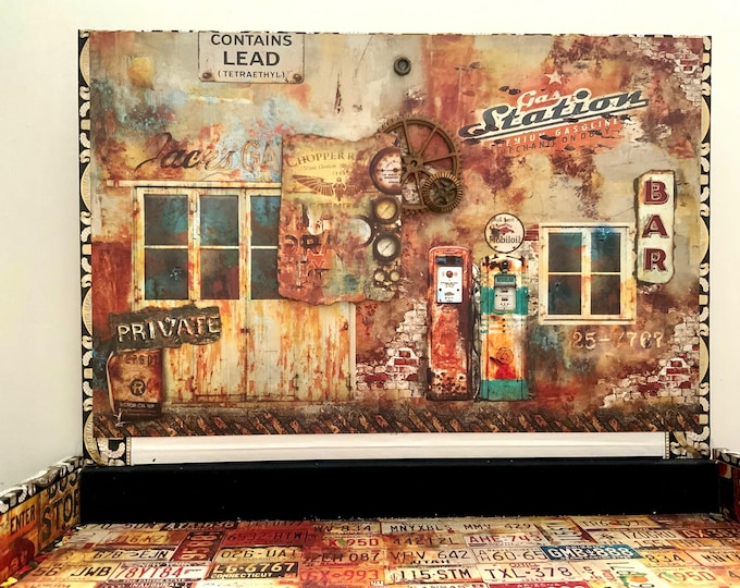 Rustic Steampunk Cigar Box: Route 66 Motorcycle Decor, Free Shipping in US