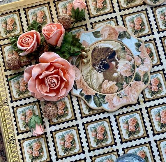 Romantic Wedding Vintage Theme Decorated Cigar Box, Wedding Gift for Couple, Wedding Keepsake, Newlywed Christmas Gift, Repurposed Cigar Box