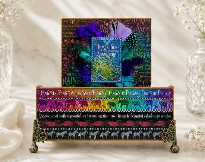 Colorful Kaleidoscope Decorated Cigar Box – Handcrafted Decorative Keepsake — Jewelry Box