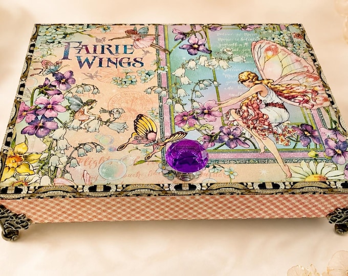 Handcrafted Fairy Wings Keepsake Box – Floral, Romantic Design (Last One)