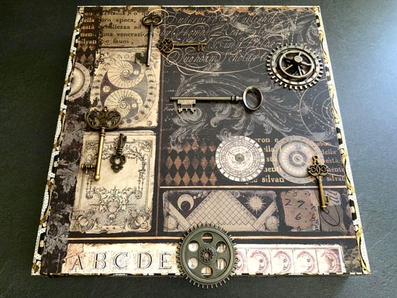 Lg Alchemy Decorated Cigar Box, Repurposed Cigar Box, Aesthetically Altered Wooden Cigar Box, Mixed Media Art Box, Desk Storage