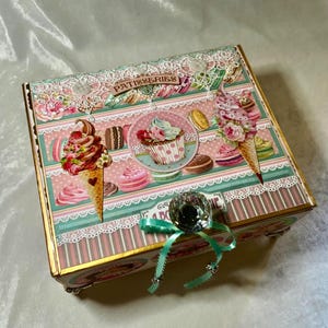 Upcycled Patisserie Cigar Box, French Bakery Decor, Life is Sweet Gift, Shabby Chic Box